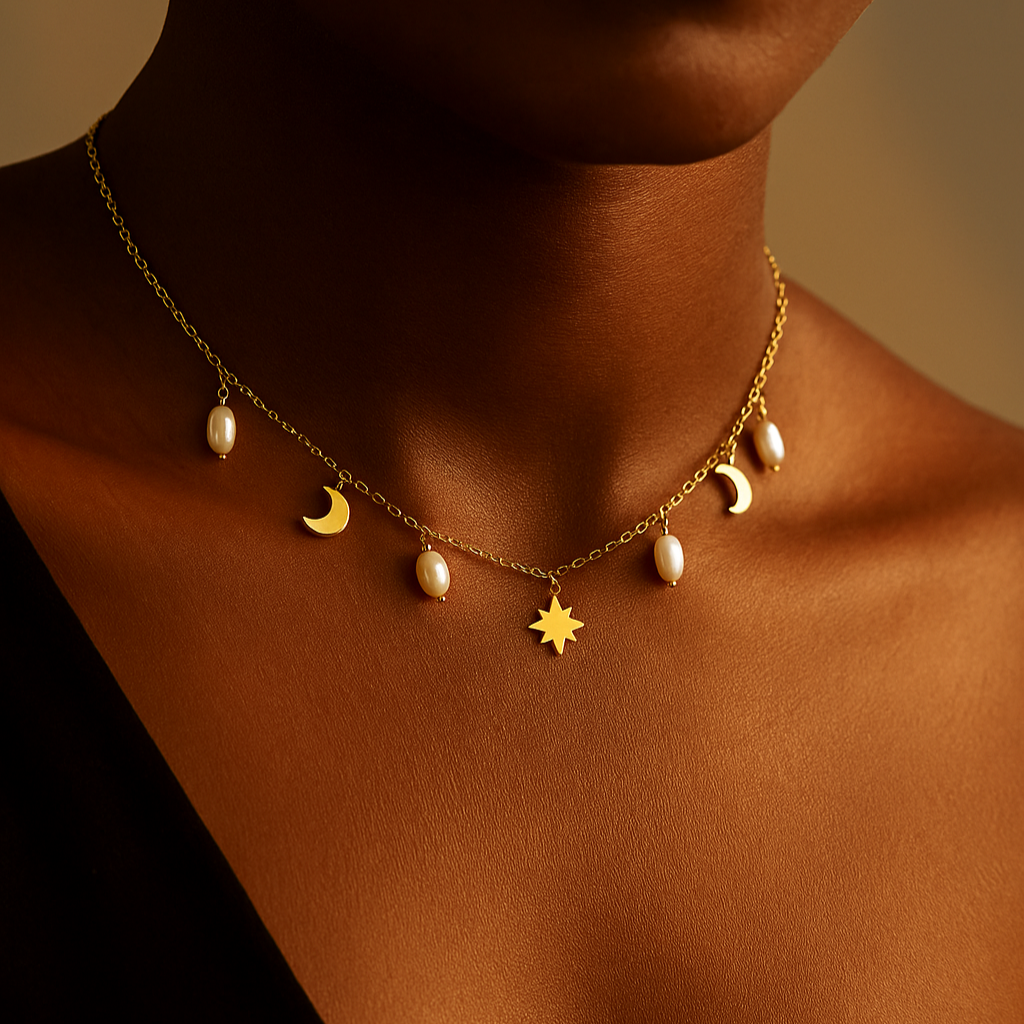 Luńa Perla 18K Gold Plated Necklace – Elegant Tarnish-Resistant | Shop Hudda