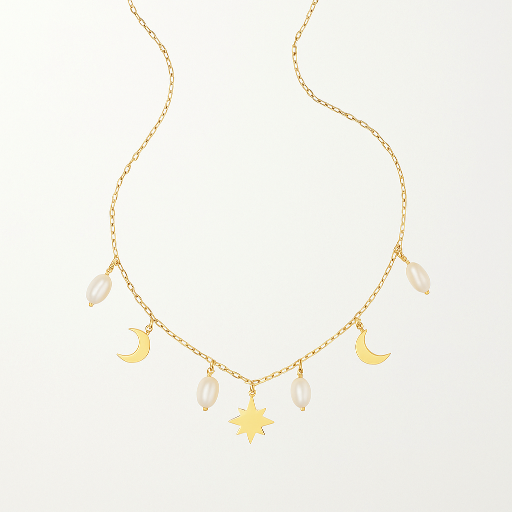 Luńa Perla 18K Gold Plated Necklace – Elegant Tarnish-Resistant | Shop Hudda