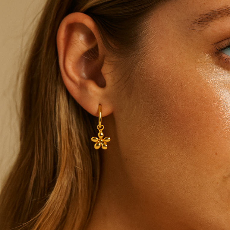 Daisy Hoops – 18K Gold Plated Stainless Steel Earrings | Shop Hudda