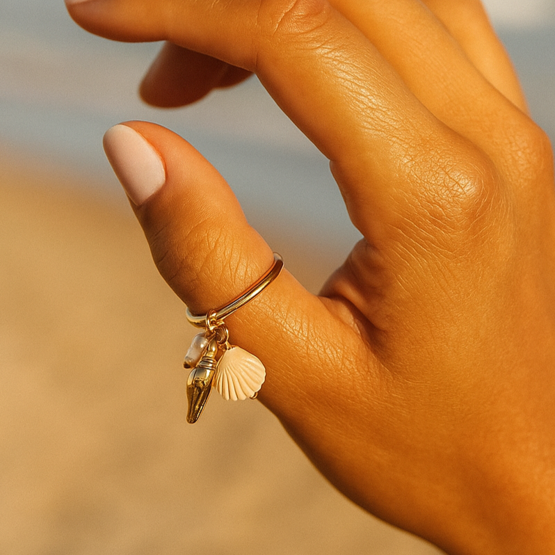 Seashaw Ring – 18K Gold Plated, Waterproof And Non-Tarnish Dangle Charm Ring | Shop Hudda