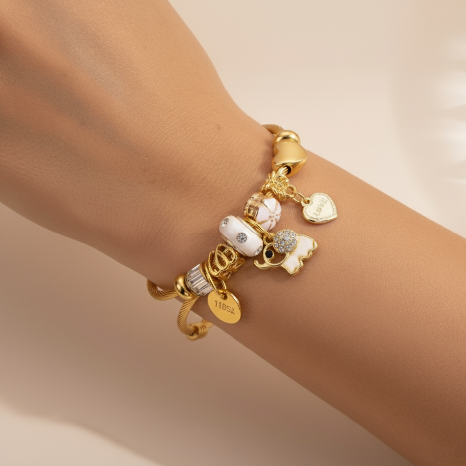 Lara Charm Bracelet – Adjustable Stainless Steel Charm Bracelet | Shop Hudda