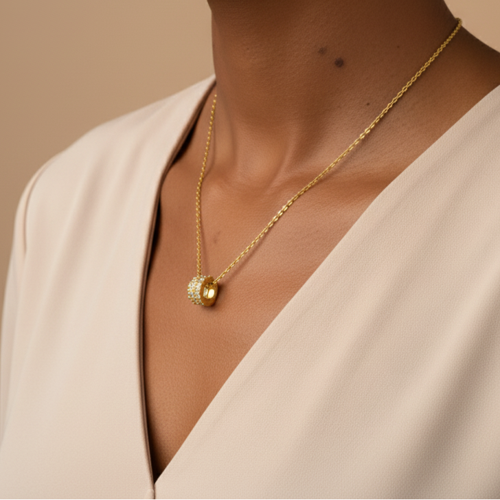 Halo Stainless Steel Fashion Waterproof Non Tarnish Necklace