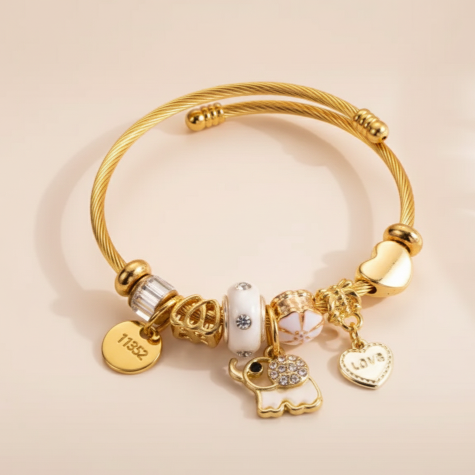 Lara Charm Bracelet – Adjustable Stainless Steel Charm Bracelet | Shop Hudda