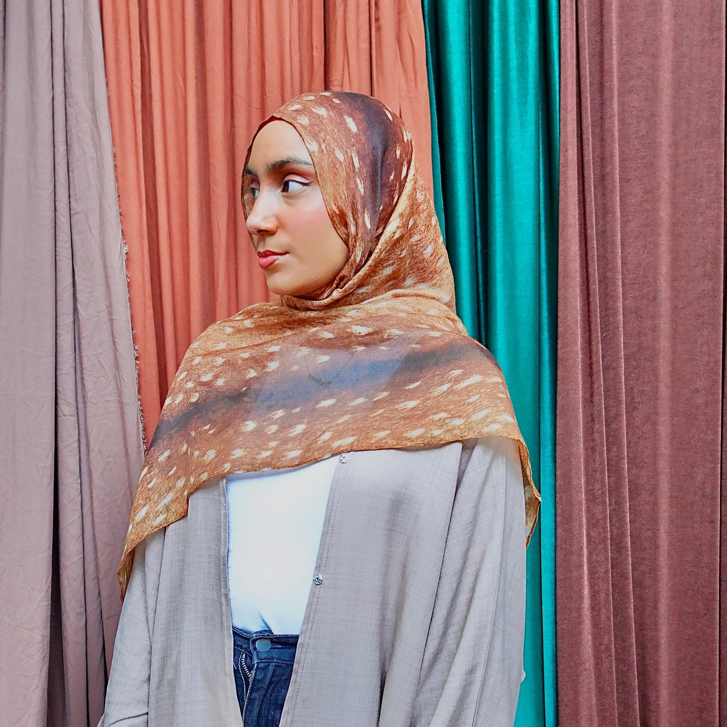 Fawn Deer Print Modal Hijab
