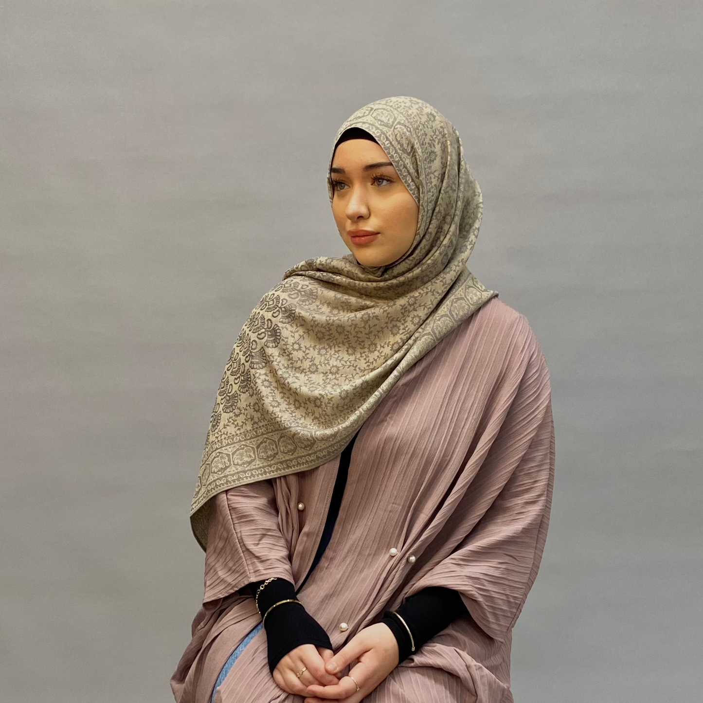 Pashmina Hijab, Women's Pattern Fashionable Warm Printed Scarf, Frosted Veil Hijab By Hudda