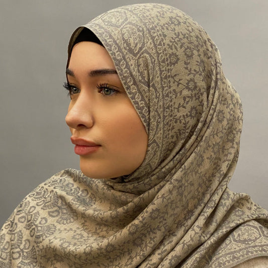 Pashmina Hijab, Women's Pattern Fashionable Warm Printed Scarf, Frosted Veil Hijab By Hudda
