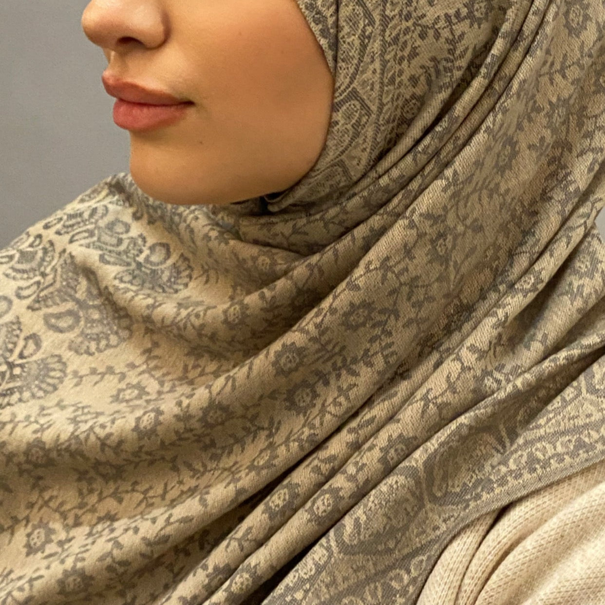 Pashmina Hijab, Women's Pattern Fashionable Warm Printed Scarf, Frosted Veil Hijab By Hudda