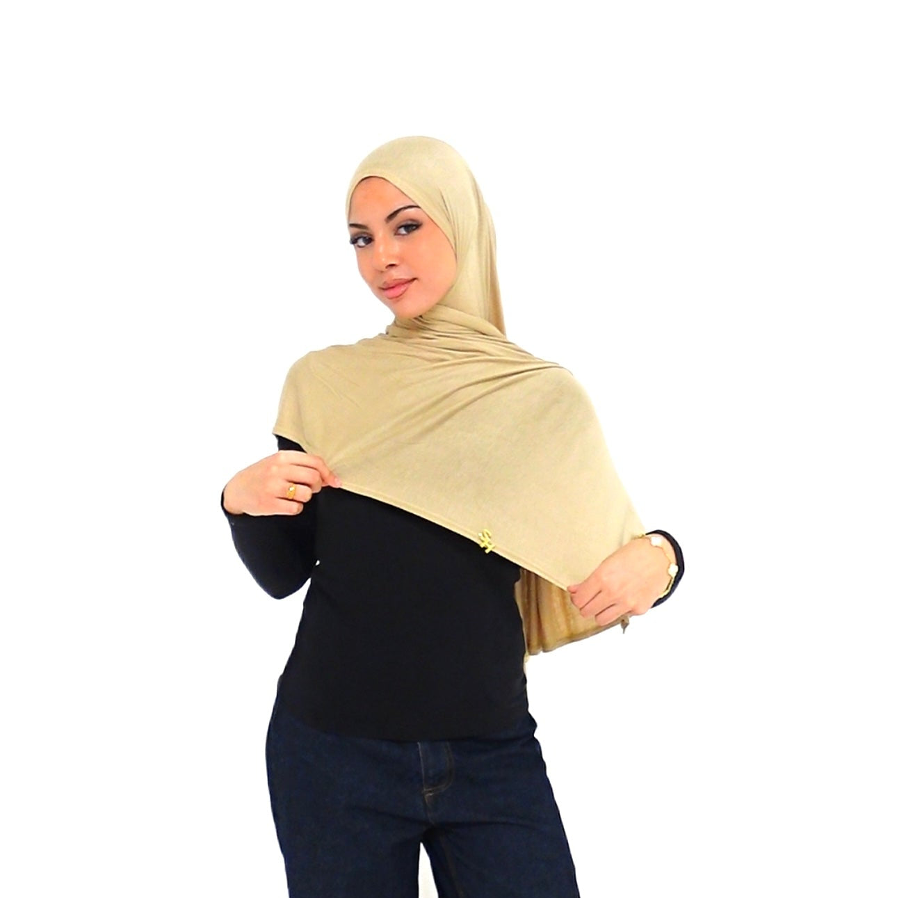 Premium Jersey Hijab with 14k Gold Charm | Shop Hudda
