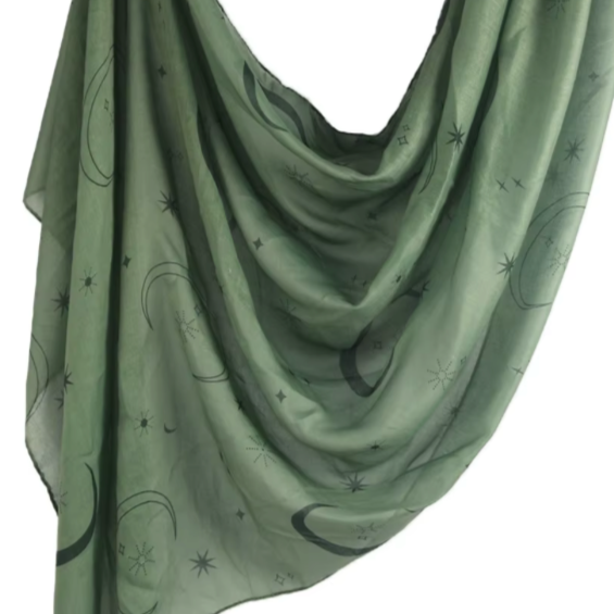Printed Modal Hijab - Olive Lunar